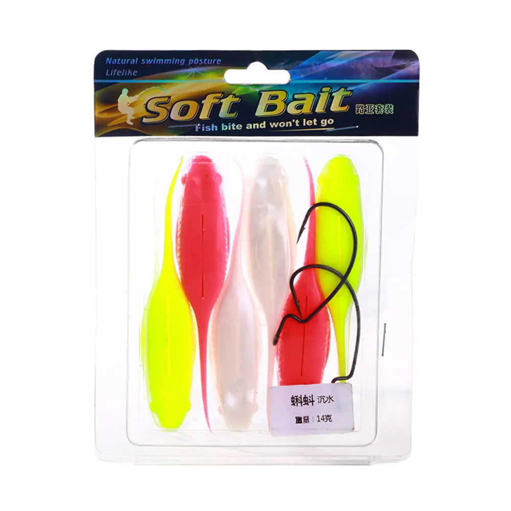 Silicone Soft Bait Crank Hook Set 10g 13g Long Range Floating Tadpole Soft Bait Set Bionic Soft Worm Lure Wackey Fishing Lures