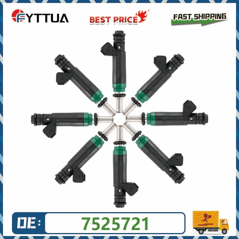 8PCS Fuel Injector 7525721 13647525721  for BMW 745Li 745i 2004-2005 645Ci 2004-2010 545i 2004 4.4L V8