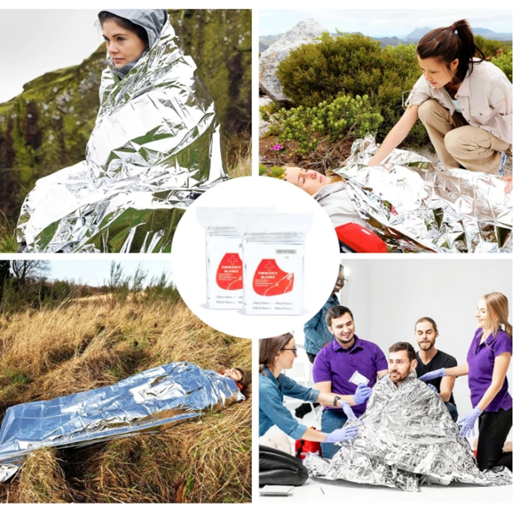 Notfall-Foliendecke, Outdoor, Überleben, Erste Hilfe, Militär-Rettungsset, winddichte, wasserdichte Folien-Thermodecke für Camping ﻿
