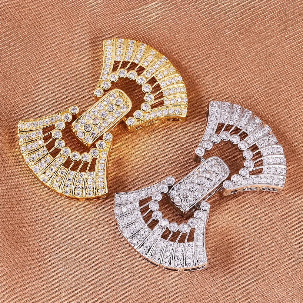 Juya Handmade Cz Copper Decoration Elegant Square Pendant Connectors For DIY Women Needlework Pearls Gems Tassels Jewelry Making