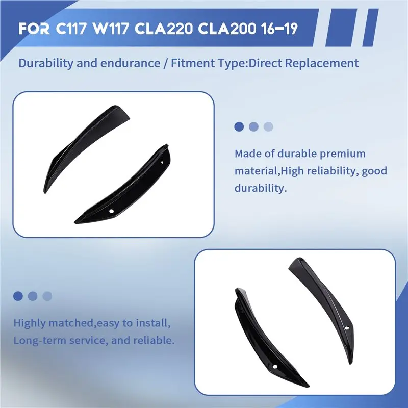 NEW HOT In Stock-Front Bumper Lower Canards + Side Canards Fins For Mercedes Benz CLA C117 W117 CLA220 CLA200 2016-2019