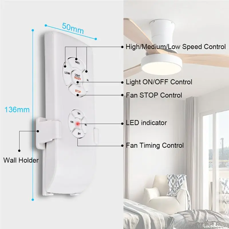 Y47A Universal Ceiling Fan Remote Control Kit 3 in 1 with Receiver 3 Speed Timer for Home Office Hotel