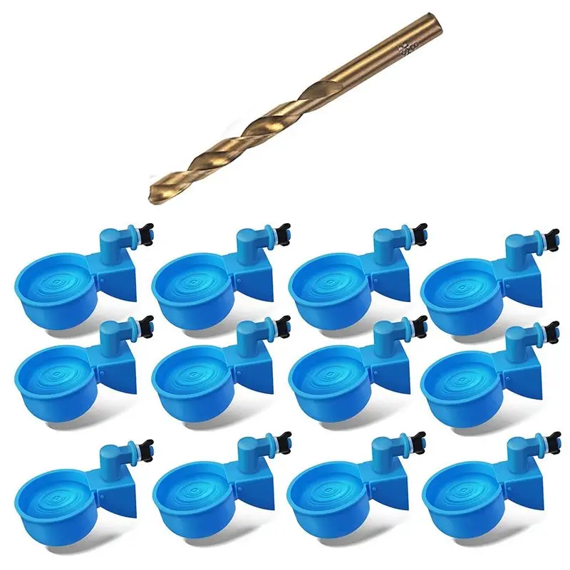 HITL Chicken Waterer Larger Automatic Chicken Waterer Cups DIY Poultry Chicken Waterer Kit 5 Gallon for Chicken, Duck 12 Pcs