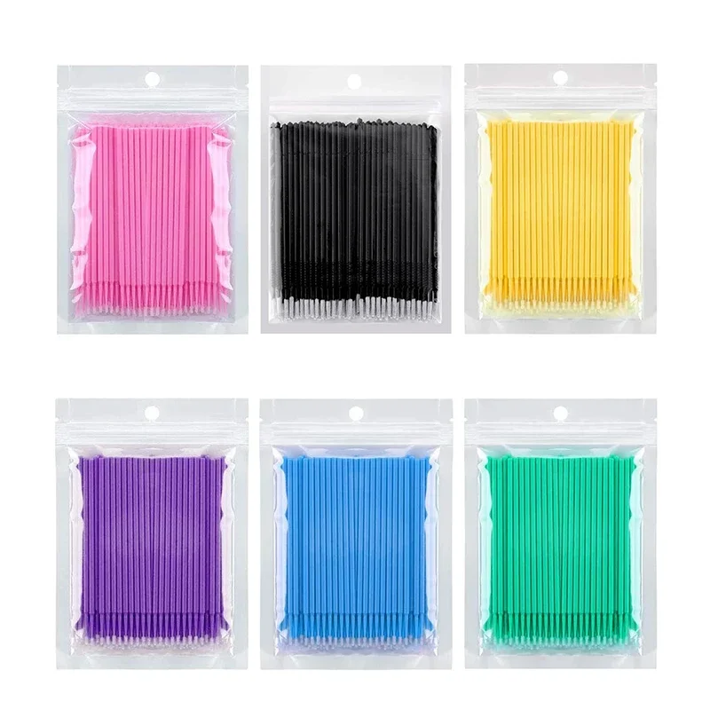 CNK 100Pcs Disposable Eyelash Microbrushes Individual Lash Removing Cotton Swab for Eyelashes Extension Micro Applicators Brush