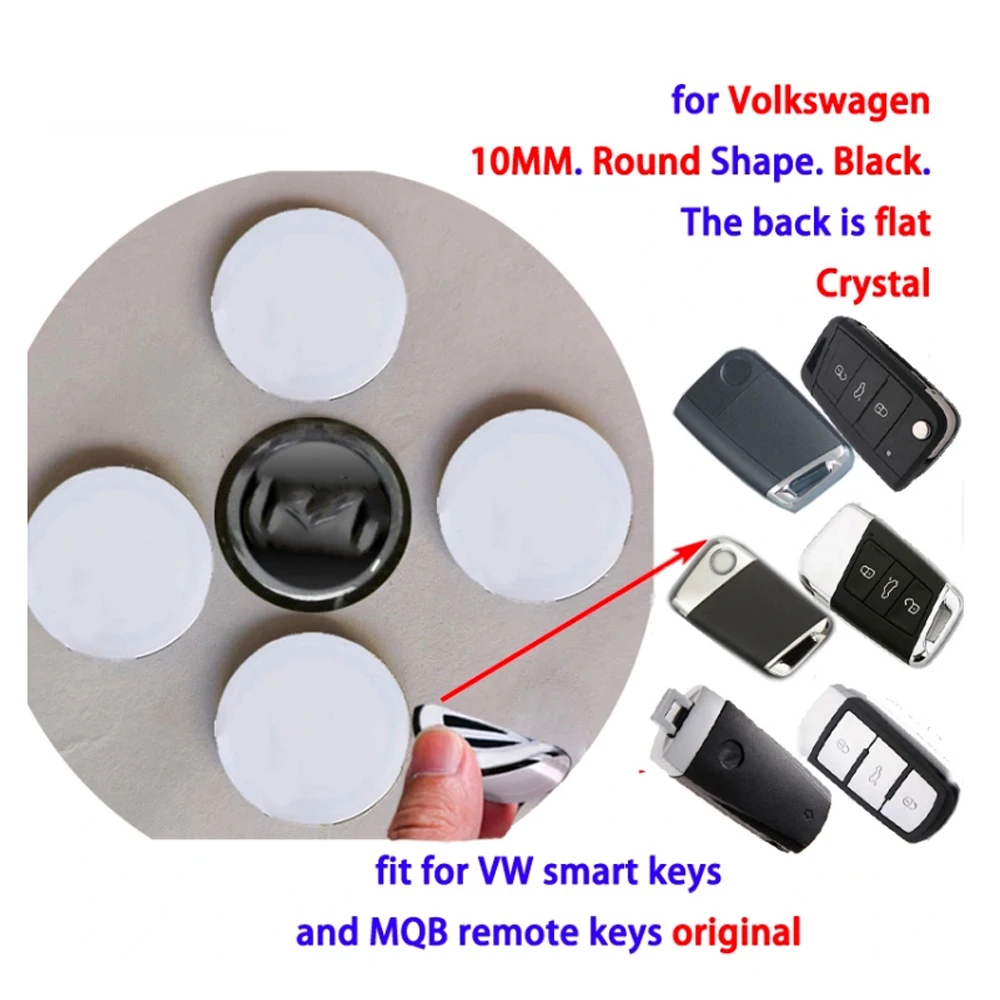 10pcs/Lot 10MM 12MM 14MM VW Crystal Emblem Logo Sticker for VW For Volkswagen New Flip Remote Car Key & Smart Keys KEYDIY VVDI