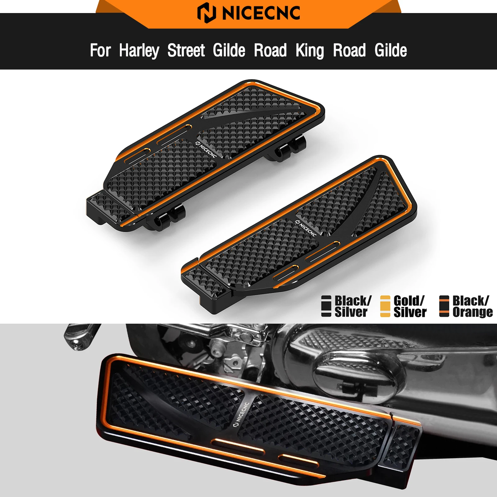 

For Harley Street Glide FLHX FLHXS 2006-2024 Adjustable Rider Footboard Road King FLHR Custom FLHR Road Glide FLTRX Ultra FLTRU
