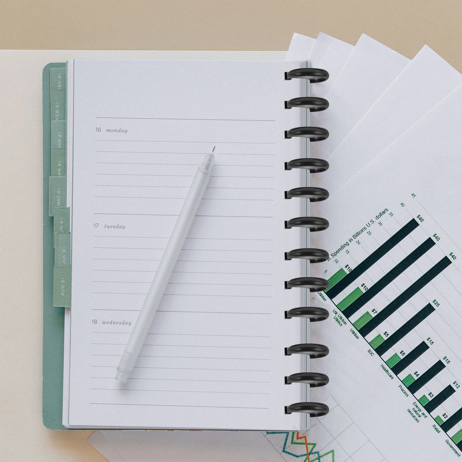 44Pcs Round Binding Buckles Premium ABS Discbound Expansion Discs Smooth Safe for Home Office School Use Plastic Binder Rings