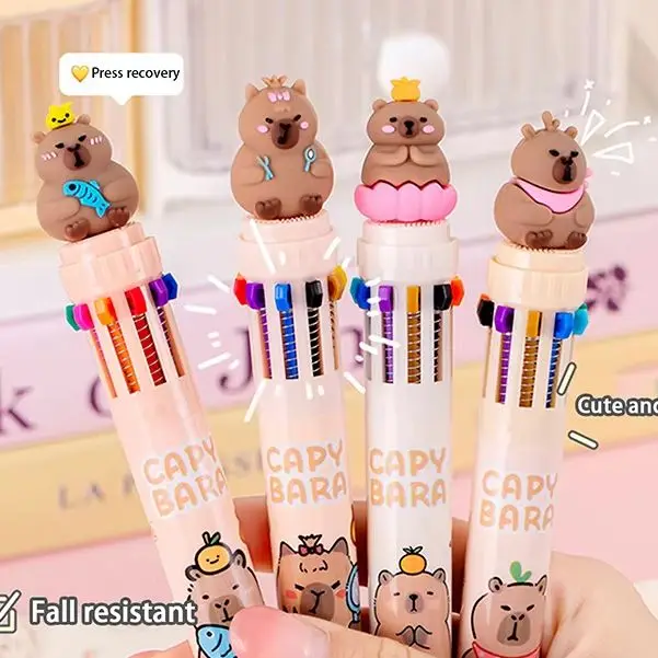 10-Color Capybara قلم حبر جاف لطيف 0.5 مللي متر الملونة الحبر هلام القلم اللوازم المكتبية المدرسية القرطاسية قلم متعدد الألوان