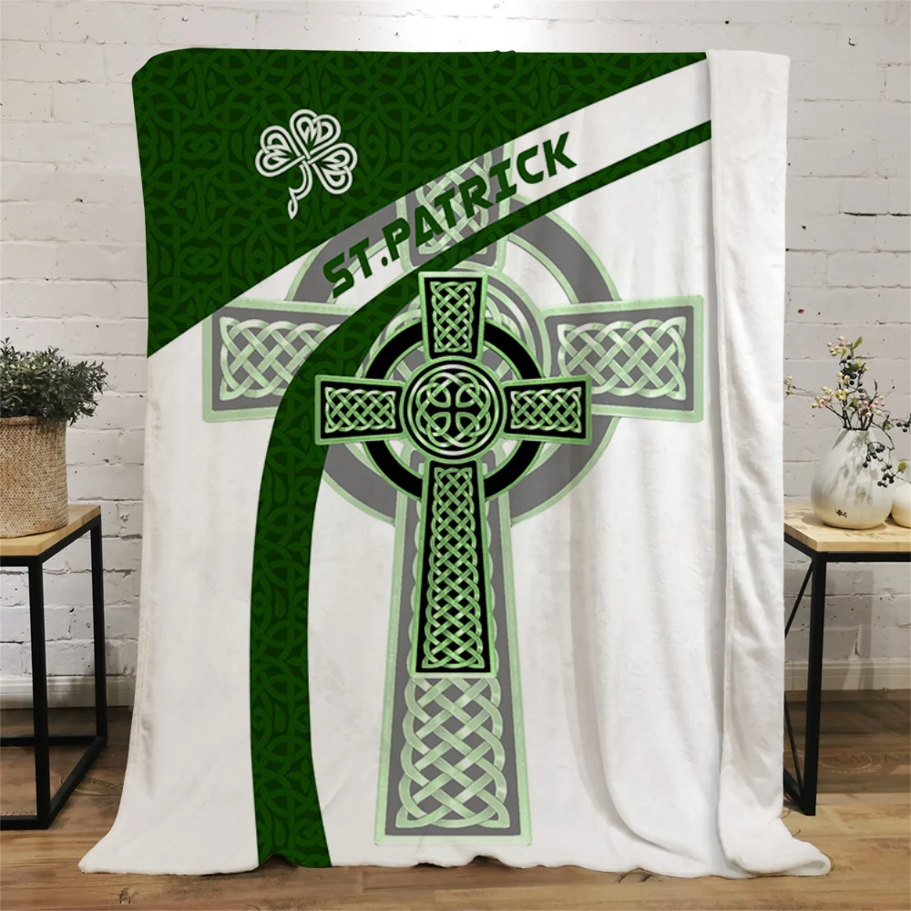 CLOOCL Newest Irish St.Patrick Day Flannel Blankets Printed Blanket Bed Home Decorate Sofa Travel Office Plush Cartoon Blankets