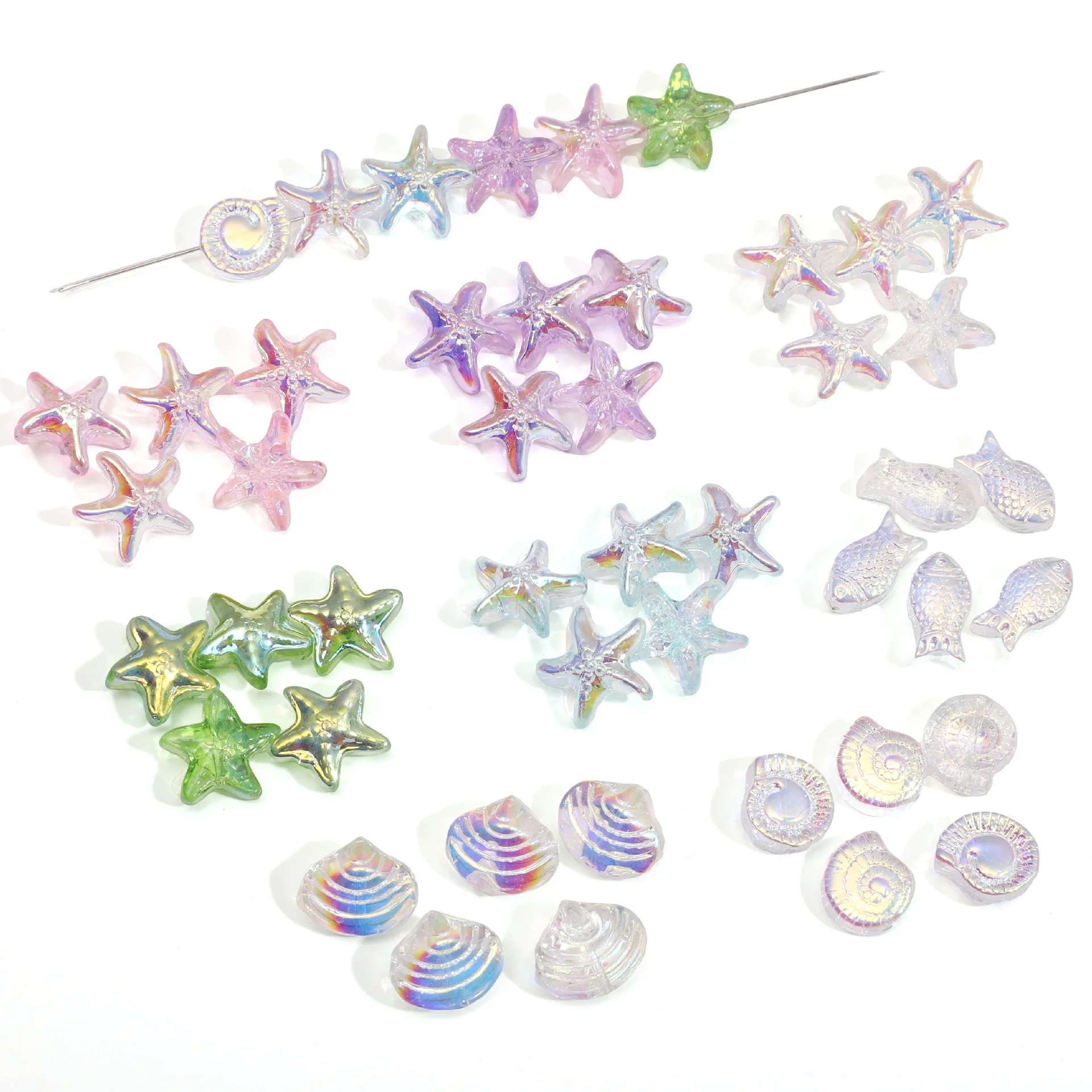 5PCS Mixed Shape Starfish Snail Shell Small Fish Crystal Glass for Jewelry Making DIY Clothing Accessories  Clothing Accessories