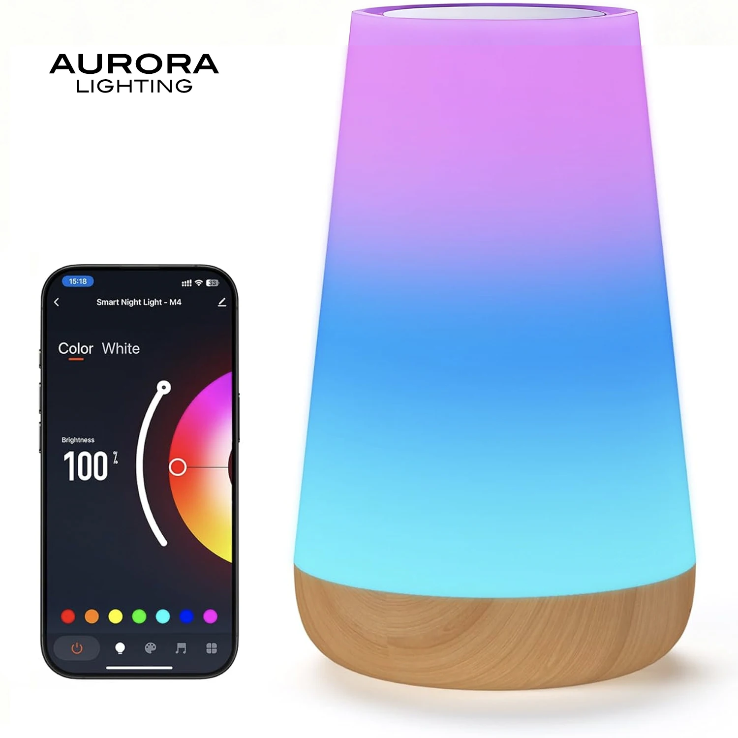 

AURORA LIGHTING Smart Table Lamp Dimmable LED Night Light with App/Voice Control Bedside Lamp for Kids Room Nursery Bedroom Xmas