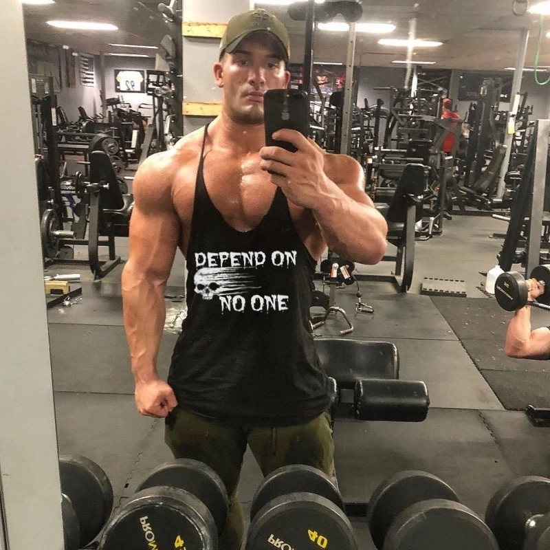 

Men's Modern Printed Y-Back Gym Tank Top Cotton Quick-Dry Moisture-Wicking Bodybuilding Sleeveless Weightlifting Fitness Vest