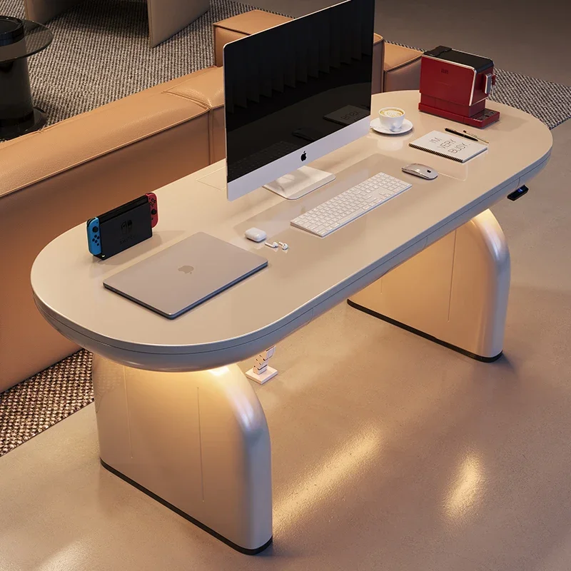 Italian designer electric lifting desk modern luxury home boss desk shaped high-end.