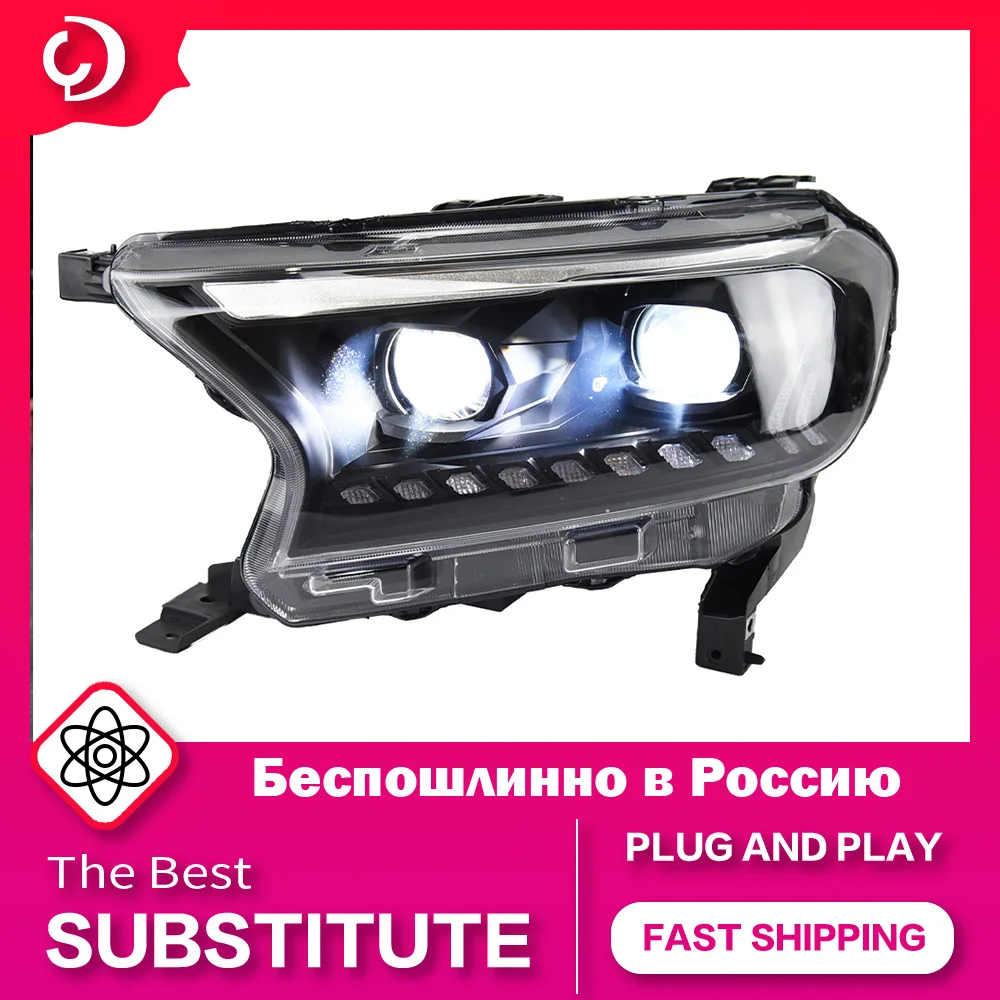 AKD Car Styling Headlights for Ford Ranger Everest 2015-2021 T6 FL T7 T8 Raptor Type LED Dual Projector Auto Accessories