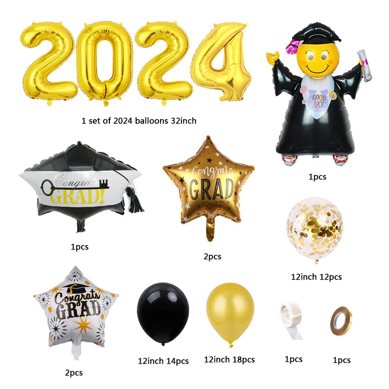 Disney Nuovo set di palloncini per la stagione di laurea 2024 Decorazione di sfondo per feste Cappello da laurea Palloncino in pellicola di alluminio