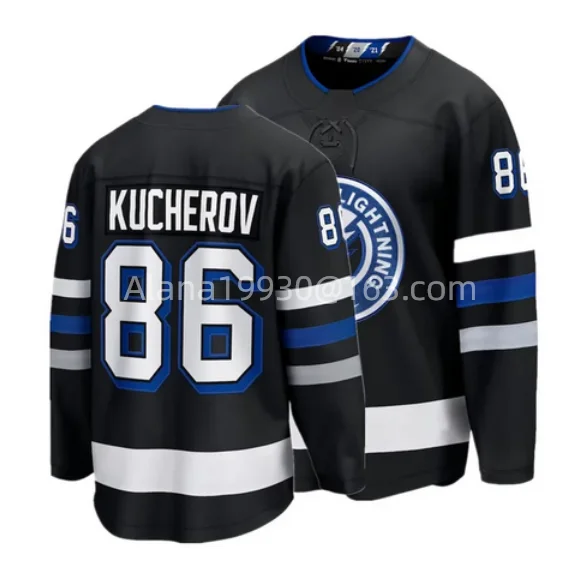 Men's Tampa Bay #91 Steven Stamkos #86 Nikita Kucherov #88 Andrei Vasilevskiy #21 Brayden Point Black Alternate Jersey