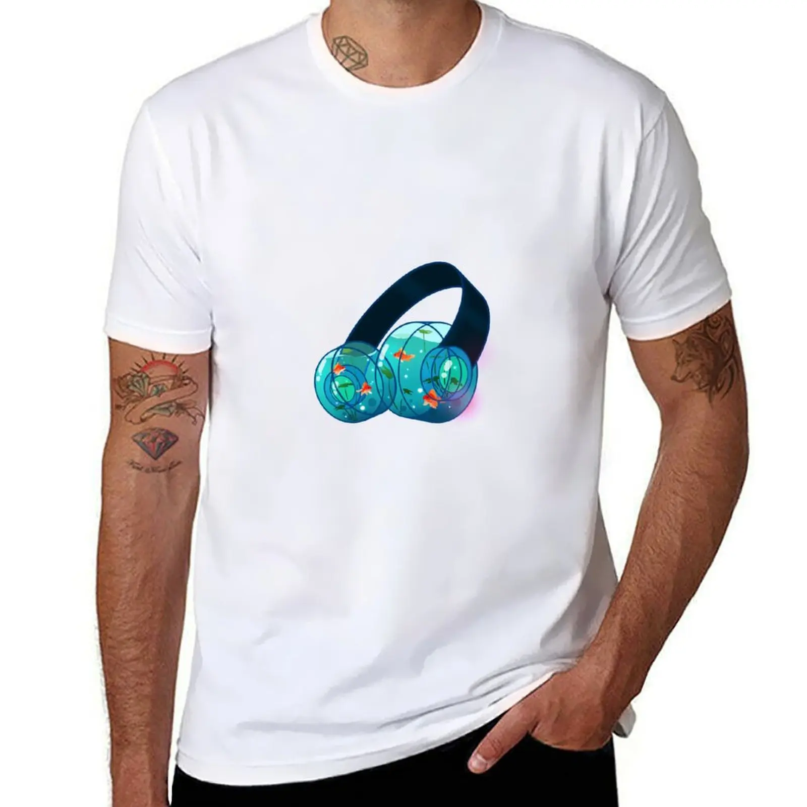 

cotton t percent cotton shirt man for for shirts Headphones t 100 T-Shirt man Goldfish