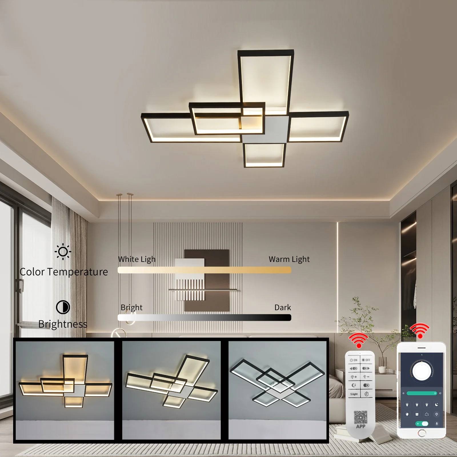 Modern Led Chandeliers Lamp For Living Room Bedroom Study Indoor Gold/Black Color Ceiling