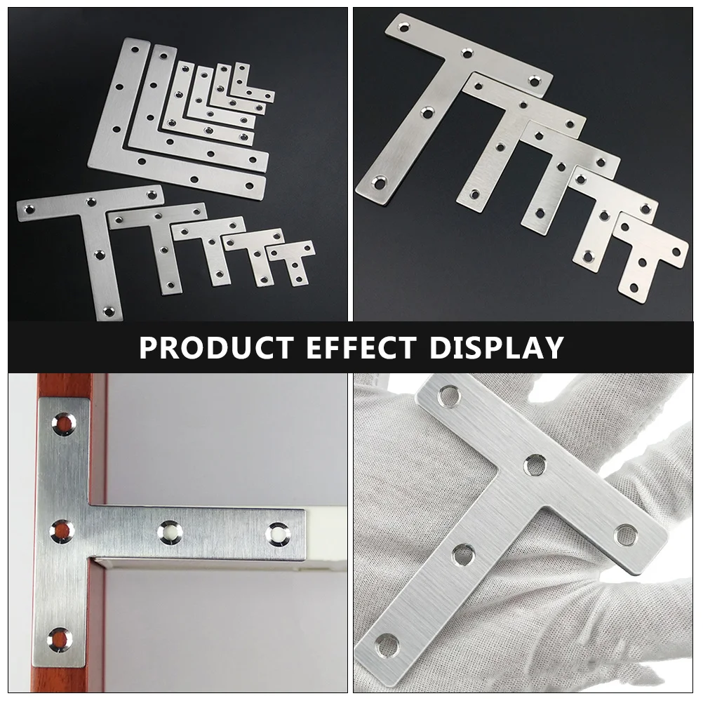 

20Pcs Flat Brace Brackets Stainless Steel Mending Plates Reinforce Tables Chairs Furniture T Shape Brace