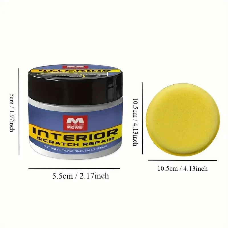 Auto Interior Renewal Wax with Sponge - Plastic Restorer, Upholstery Care Varnish Soft Wax for PU Leather & Tire Brightening