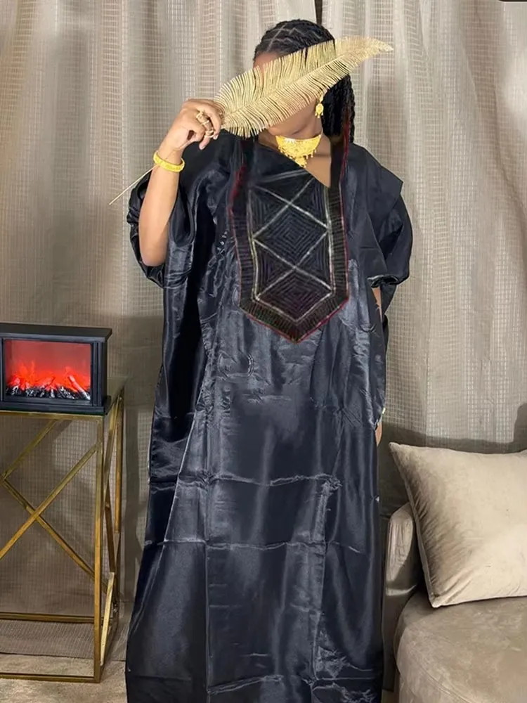 

Ramadan Women's Party Dashiki Robe Boubou – Printed Brown Soft Cotton Brocade African Ankara Long Dress Elegant Kaftan Gown