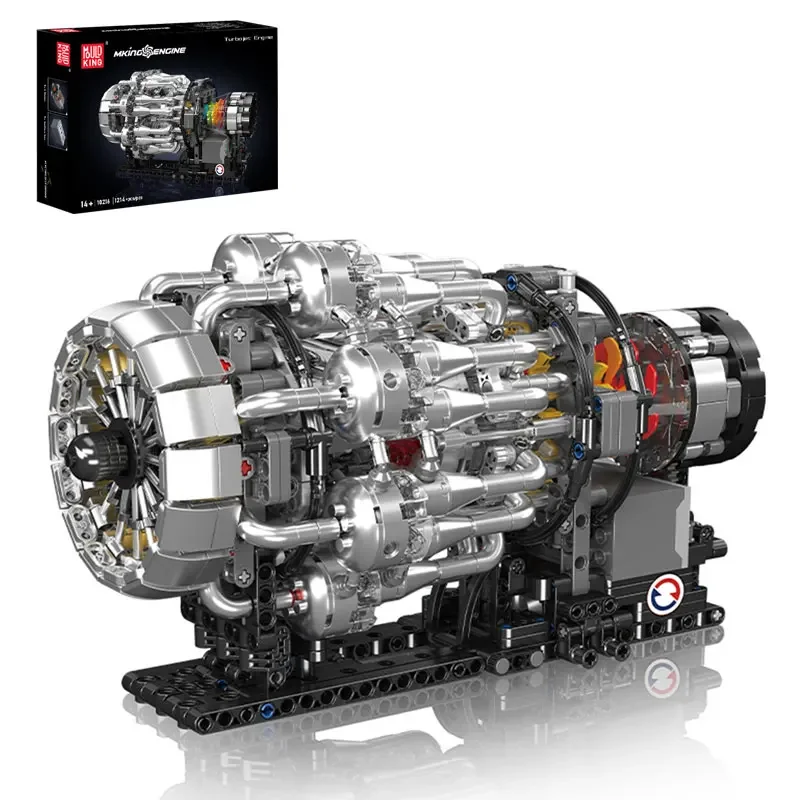 

MOLD KING 10216 Turbojet Engine Building Blocks Kit 1214 шт. авиационная модель STEM вращающаяся турбина для взрослых расширенные строители