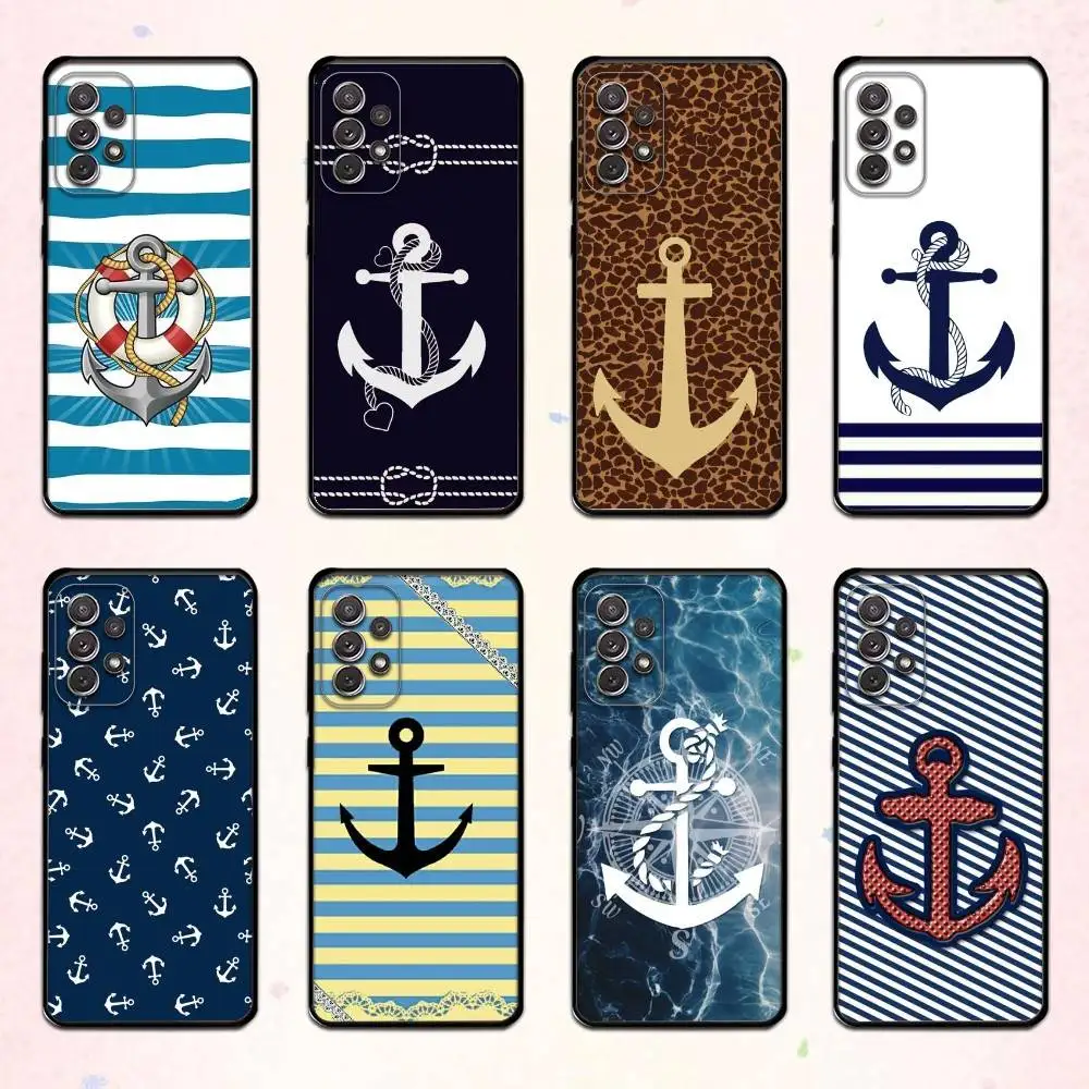 

Anchor Compass nautical sailor Phone Case For Samsung S 25,24,23,22,30,21,10,9,Ultra,Plus,Lite,FE,4,5 G Soft Black Case
