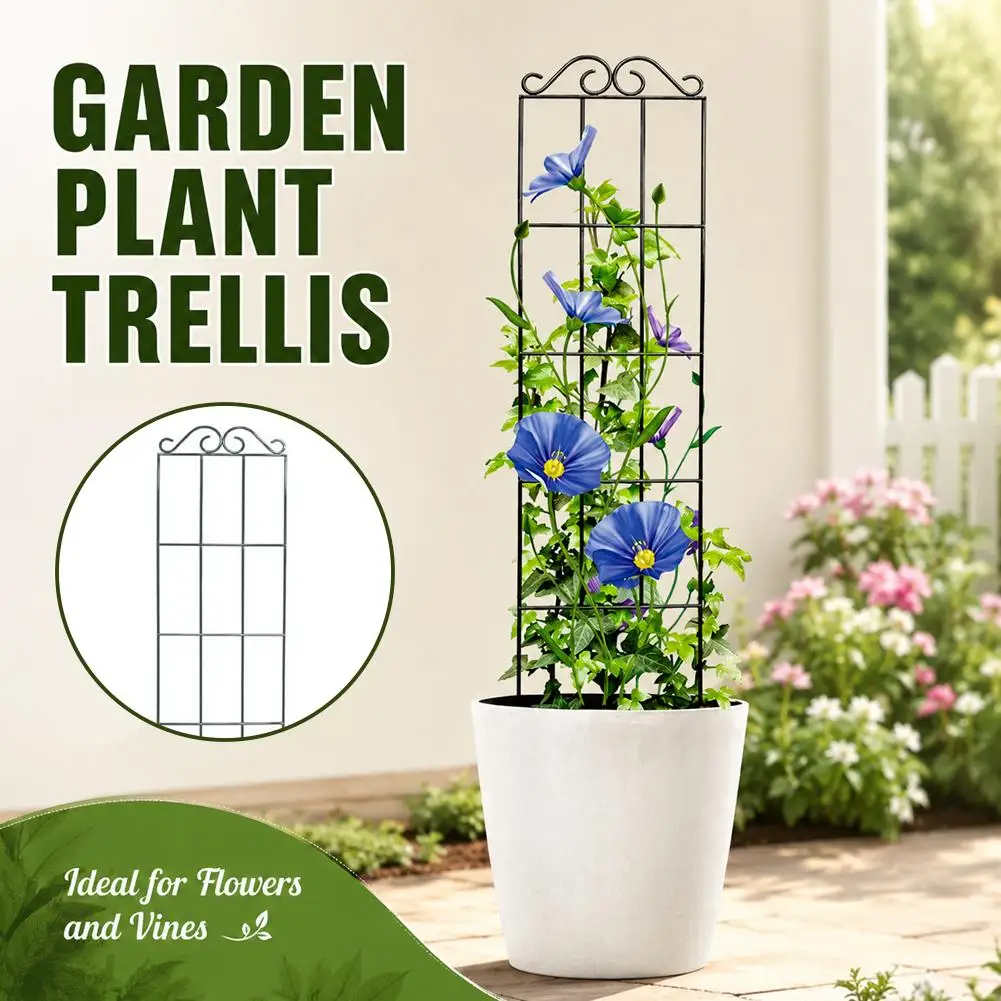 Plant Support Metal Trellis Black Iron Wire Vine Climbing Stake Indoor Outdoor Garden Potted Flower Ivy Rose Stand Panel