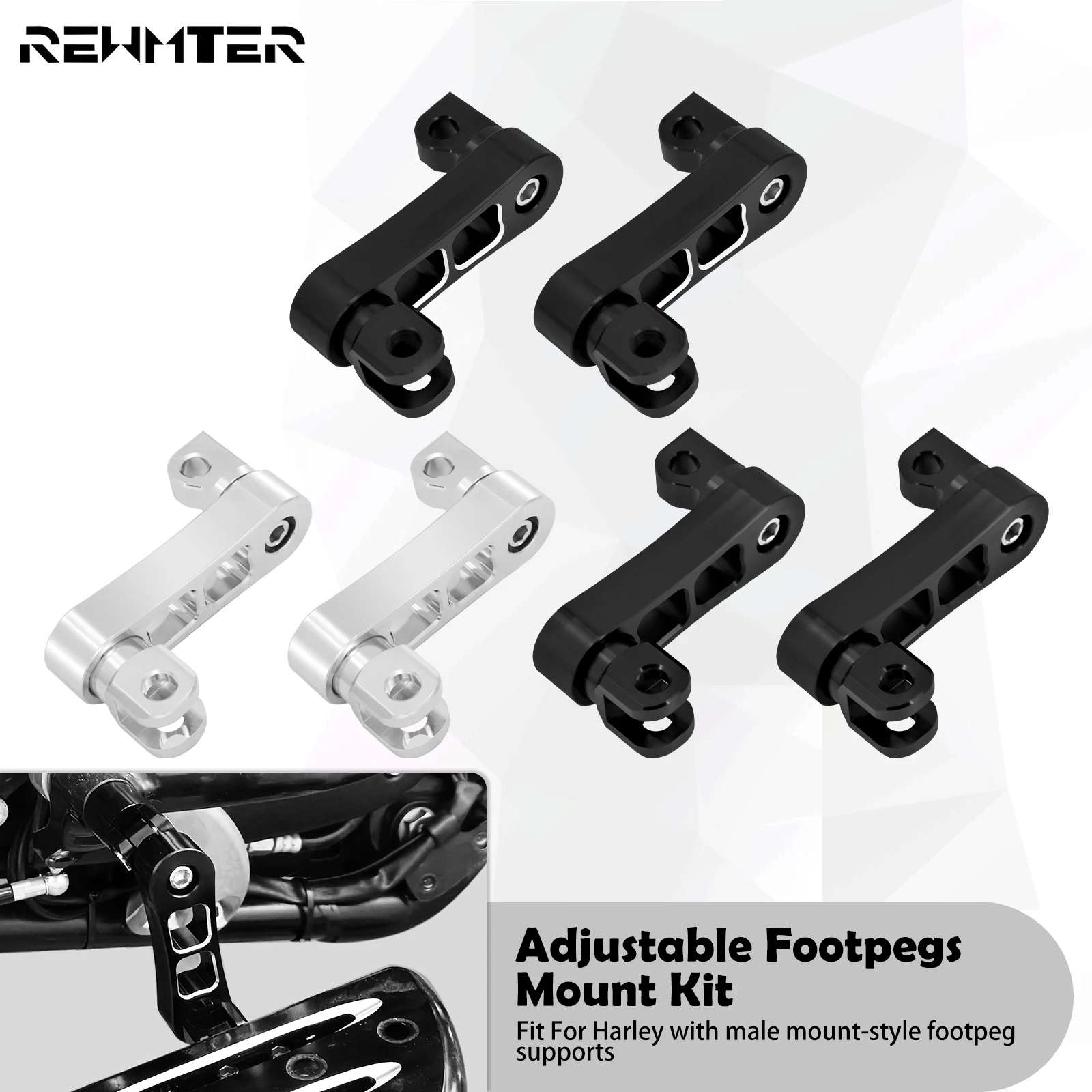 

Комплект крепления подножек для мотоцикла, пассажира, регулируемые мужские колышки, зажим для подножки, поддерживающий удлинитель, кронштейн для Harley