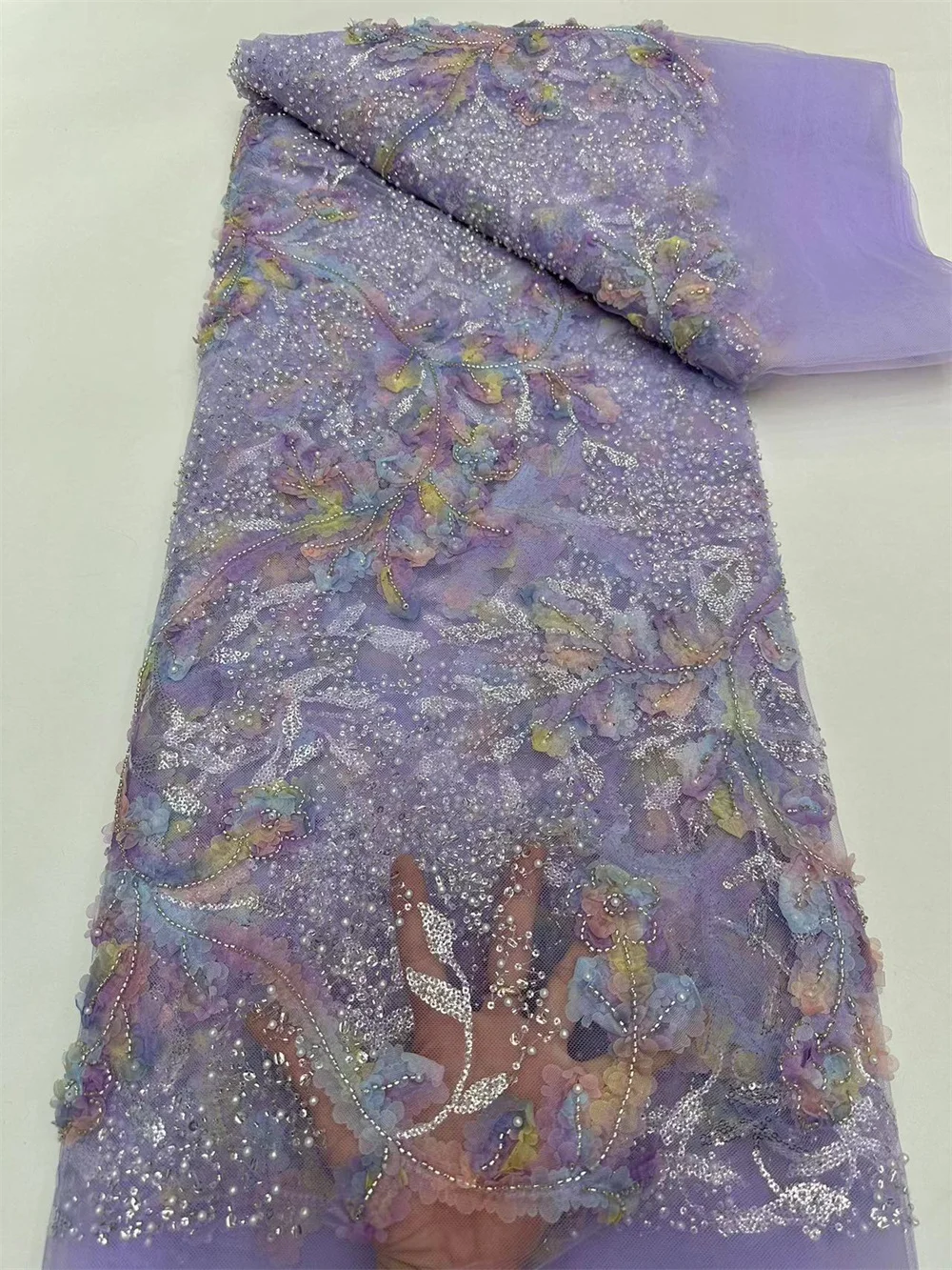 Tecido de renda com miçangas para vestido de noiva, nigeriano e francês lantejoula, elegante e alta qualidade, A212-1, 2024