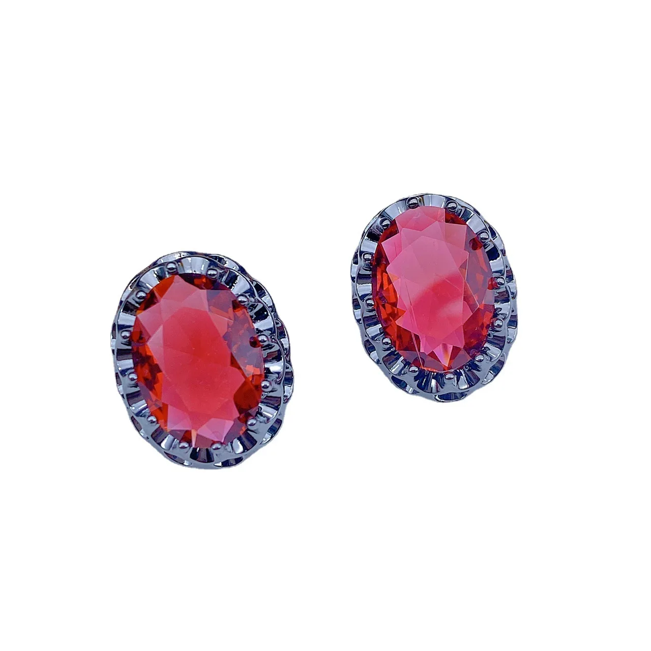 Italian Original Design Red Oval Earrings Temperament Austrian Crystal Earrings High-end Jewelry 6