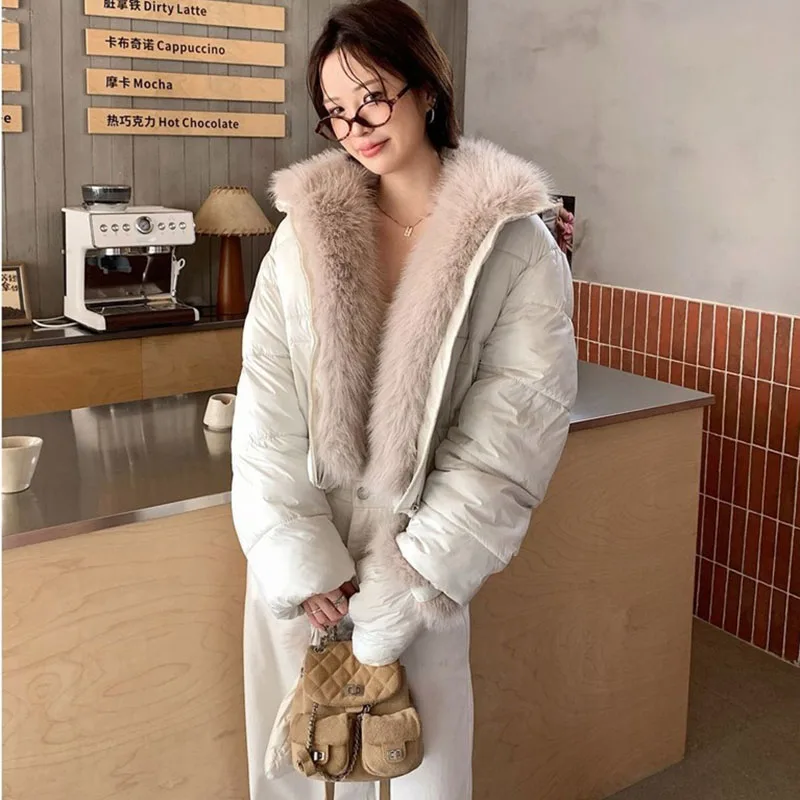 High-end Short Cotton Coat 2026 Women Large Haired Collar Korean Cold Resistant Thick Cotton Jacket Winter Overcoat Parker