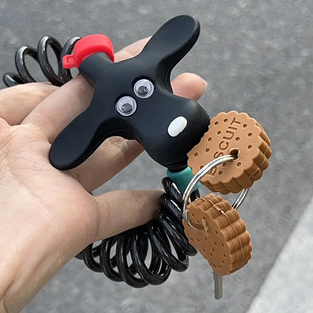 

Cartoon Biscuit Puppy Mountain Bike Lock Key Fixed Steel Theft With Bracket Bicycle Anti Accessorie Secure Scooter Lock Por A4I6