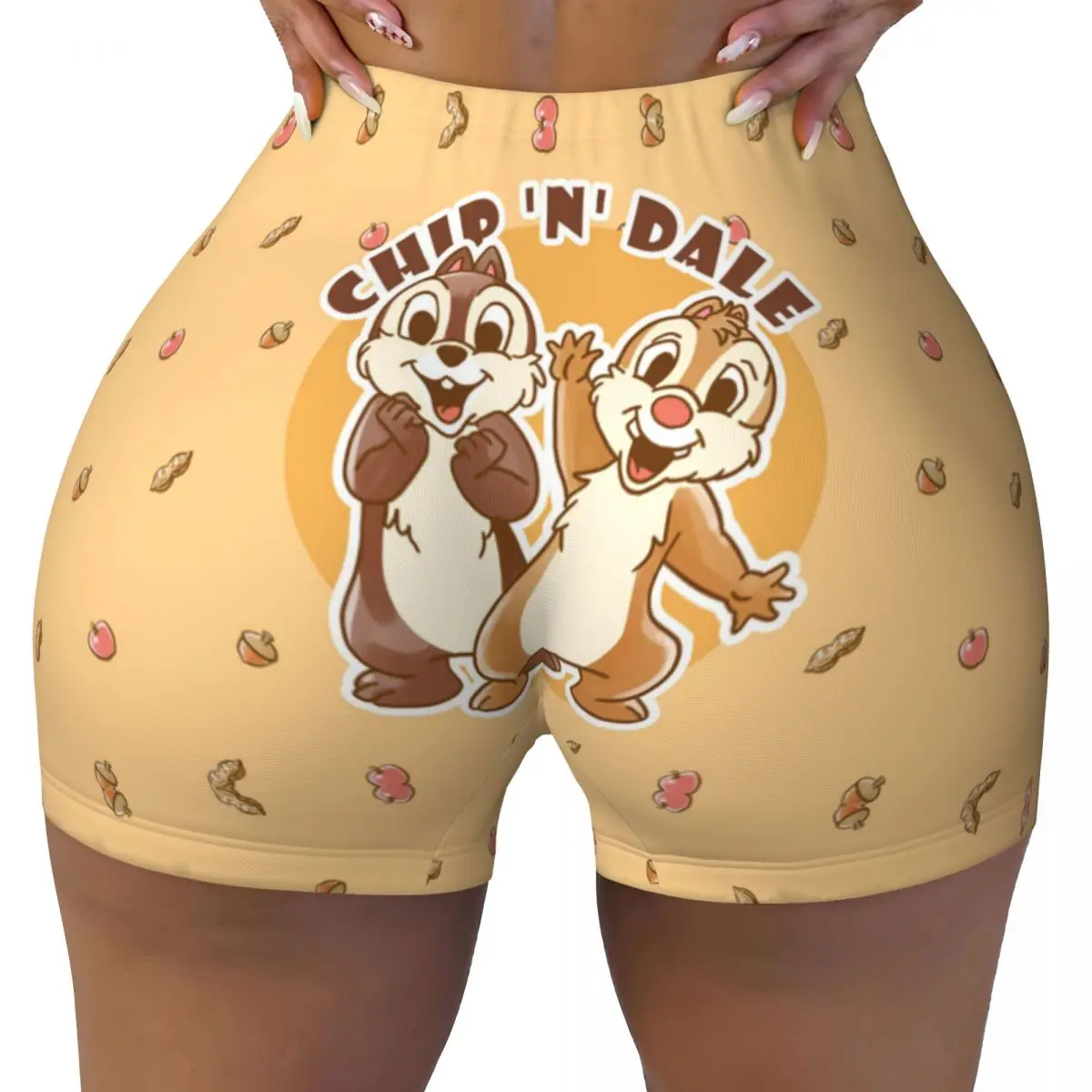 

Custom Women Chip 'n' Dale Pinecone Workout Yoga Shorts Gym Athletic Biker Running Shorts