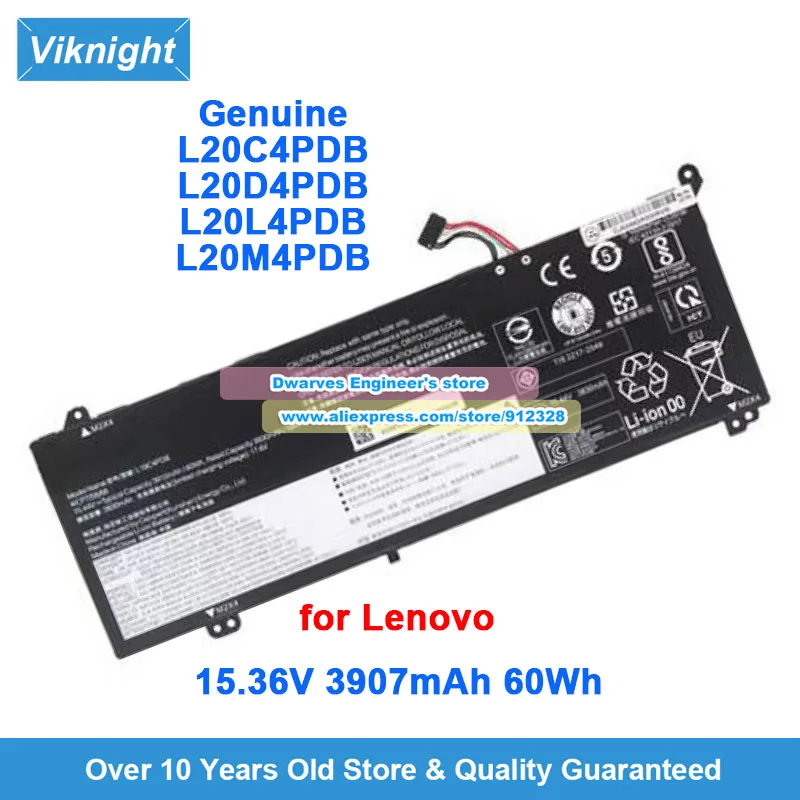 

Genuine L20M4PDB Battery 15.36V 3907mAh 60Wh for Lenovo ThinkBook 14 G3 ACL L20C4PDB L20D4PDB L20L4PDB