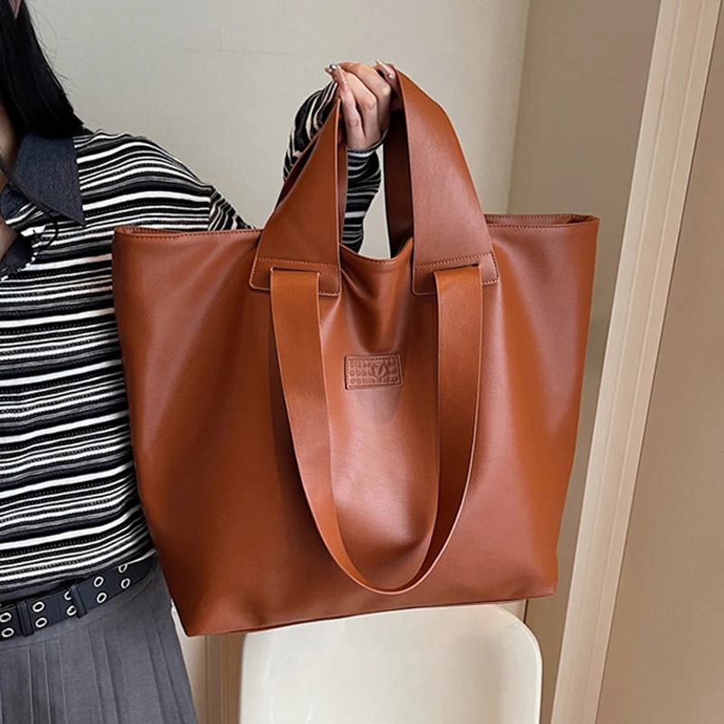 

Women's PU Light Luxury Elegant Tote Bag Large Vintage Commute Business Travel Daily Handbag Students Laptop Books Shoulder Bags