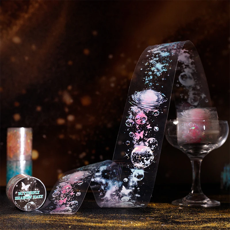 Mr Paper 200cm/roll Butterfly Shadow Series Shell Glow Decorative Tape Handbook DIY Calendar Frame Cup Diary Material Stickers