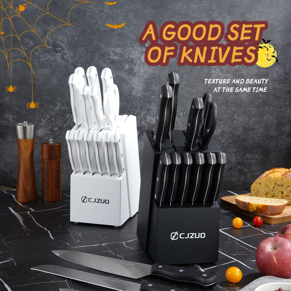 15PCS/Stainless Steel Kitchen Knife Set One-piece Chef's Knive Vegetable Fruit Meat Cutting Bread steak knife All Saints' Day