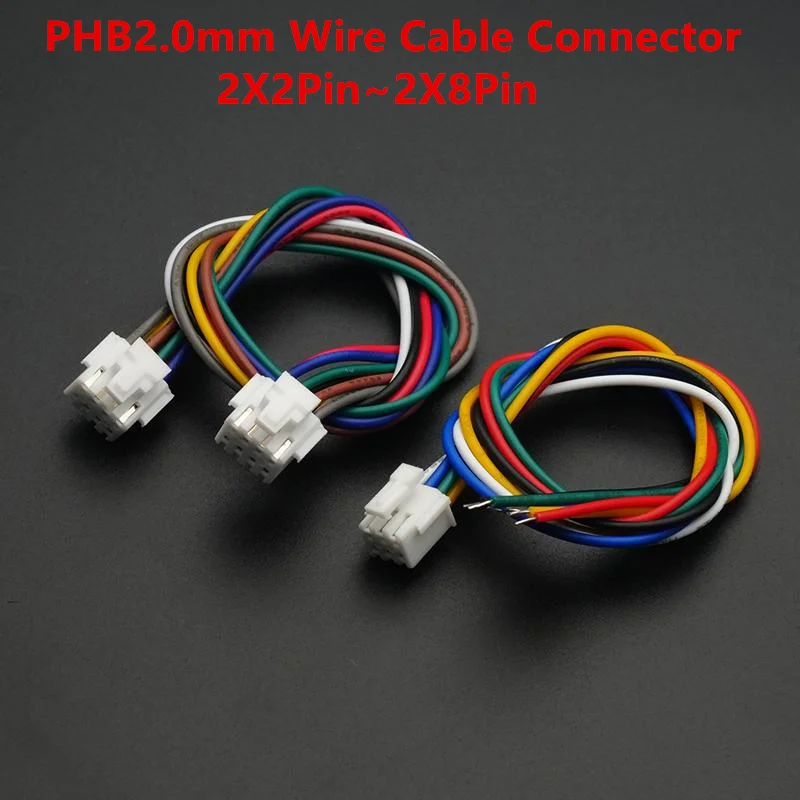 5Pcs PHB2.0 PHB 2.0MM Wire Cable Connector 2x2/3/4/5/6/7/8/ Pin Pitch Female Plug Socket 20cm Length 26 AWG - view 2