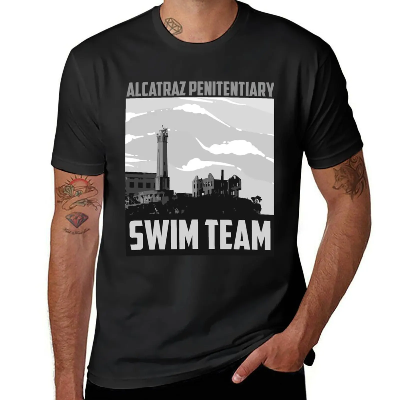 Cute Fancy Alcatraz Penitentiary Swim Team Art Gift T-Shirt blacks customs aesthetic clothes men clothes