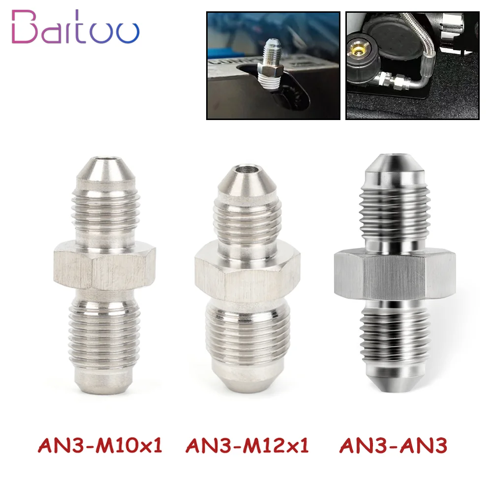 

Bartoo-Stainless Steel AN3 Male 3/8x24 UNF to M10x1/M12x1.5/AN3 Male Brake Fittings Adapter Brake Components HR063