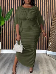 XL-5XL Plus Size Clothes Dresses Women Robes Summer Spring 3/4 Sleeve Street Style Casual 3XL 4XL Big Size Maxi Dress Oversized