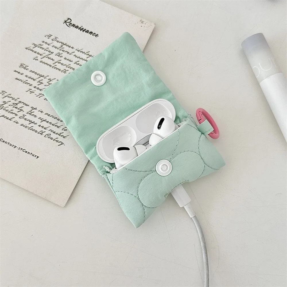 Quilted Candy Color Casual Women's Mini Clutch Bags Portable Lightweight Ladies Storage Bag Simple Female Handbags for AirPods