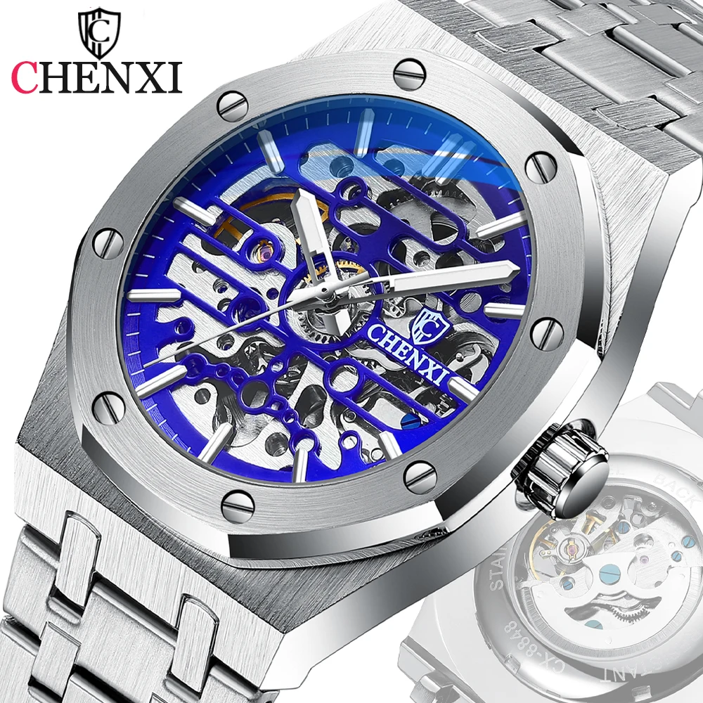 CHENXI Mens Automatic Watches Top Brand Mechanical Tourbillon  Sport Wrist Watch Stainless Steel Waterproof BusinessMens Watches