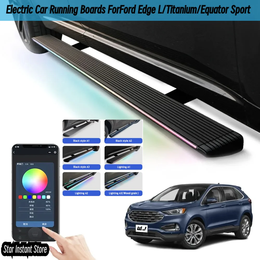 

Auto Retractable Running Boards for Ford/Titanium/ Equator Sport/Edge L, Electric Side Steps with LED Lights Anti-Slip Pedal