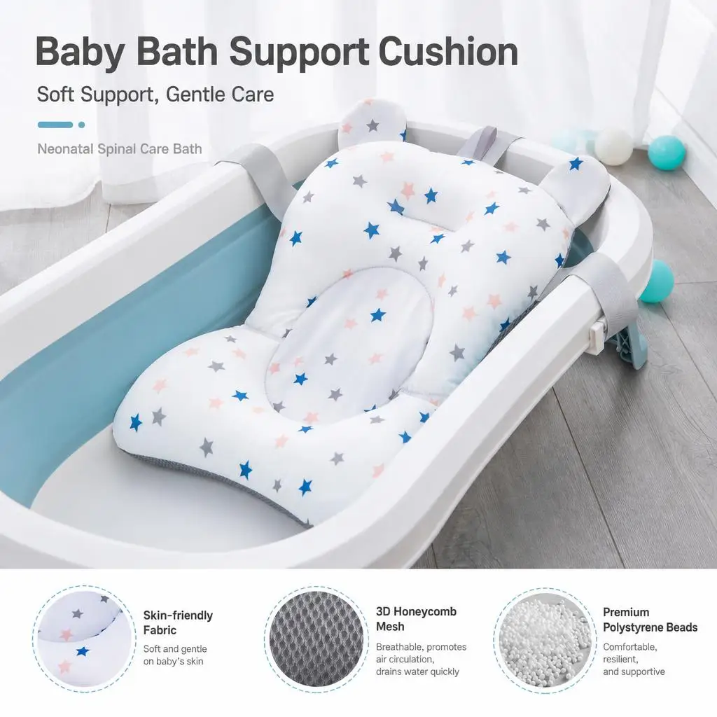 Tappetino di supporto per il bagnetto del bambino, pieghevole, antiscivolo, morbido