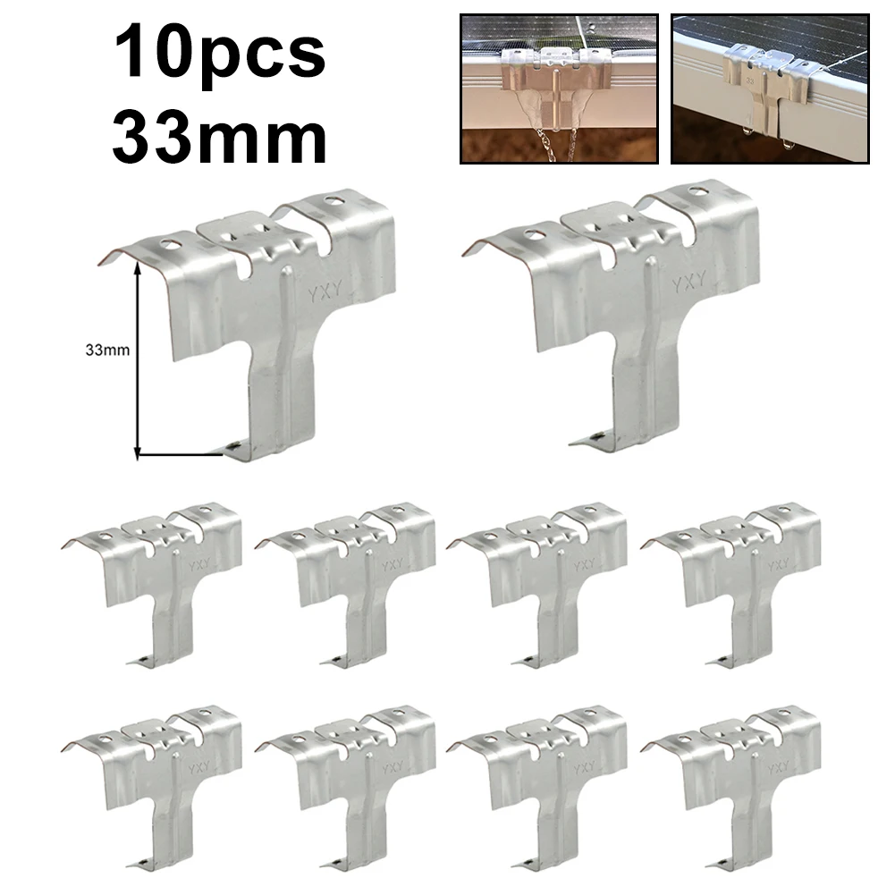 10pcs 30/33/35/40mm Stainless Steel Solar Panel Water Guide Clips Solar Panel Photovoltaic Water Guide Clip Deflector Mud Drain