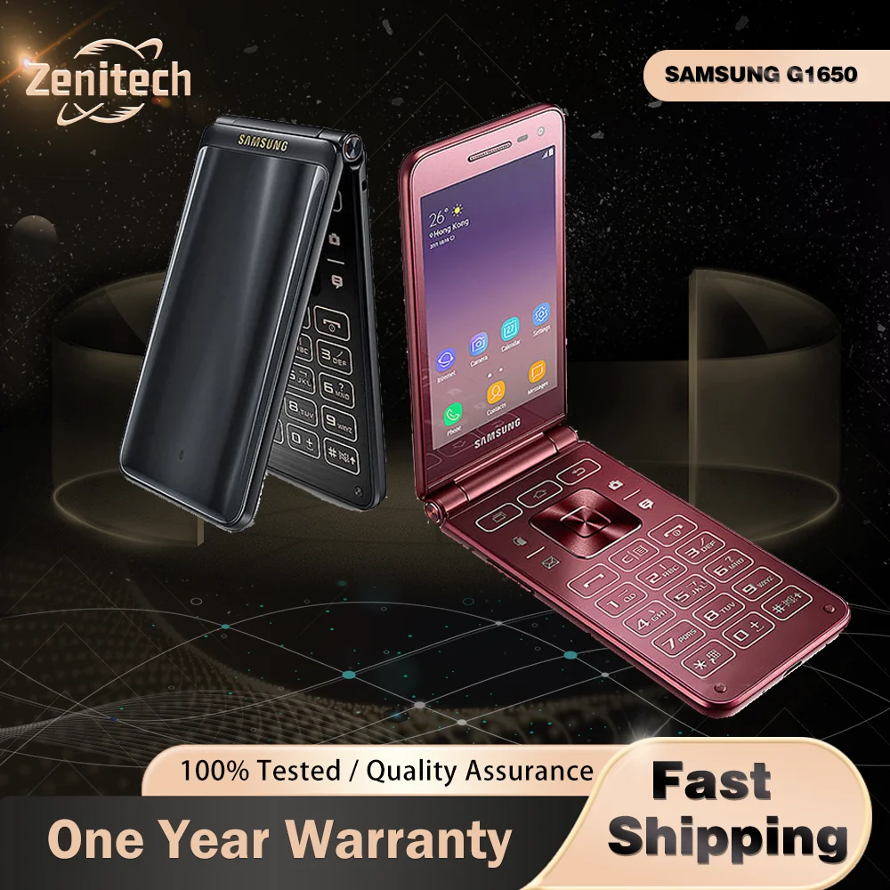 هاتف سامسونج جالاكسي فولدر2 G1650 4G الأصلي 3.8 بوصة ثنائي الشريحة 2GB RAM 16GB ROM هاتف محمول قابل للطي 8MP + 5MP هاتف ذكي يعمل بنظام أندرويد #1