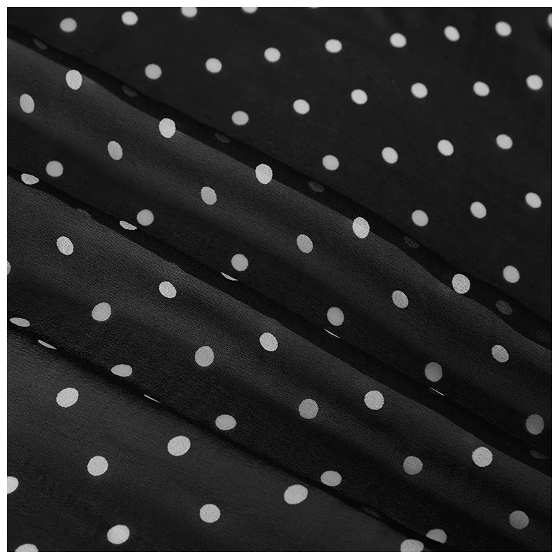 Georgette black and white printed silk fabric spring thin transparent dress scarf