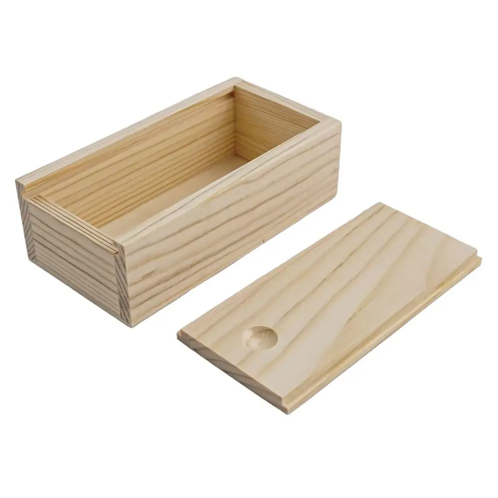 

Slid Top Pine Pull-out Box Natural Case Log Drawer Sliding Cover Wooden Box Blank Durable Slide Jewelry Case Handmade Crafts